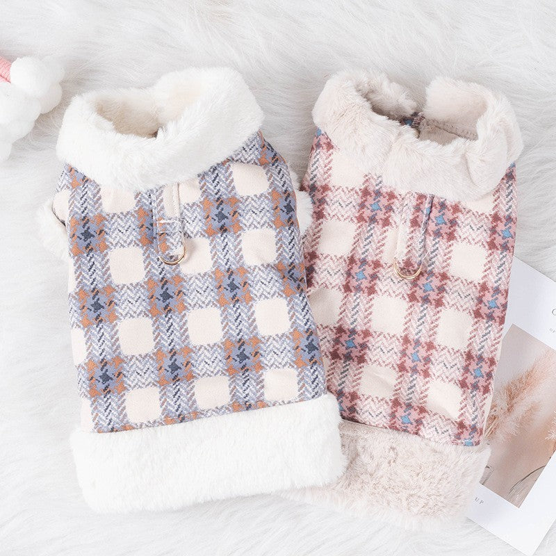 Dog clothing with warmth and plush that can be pulled vest teddy bear