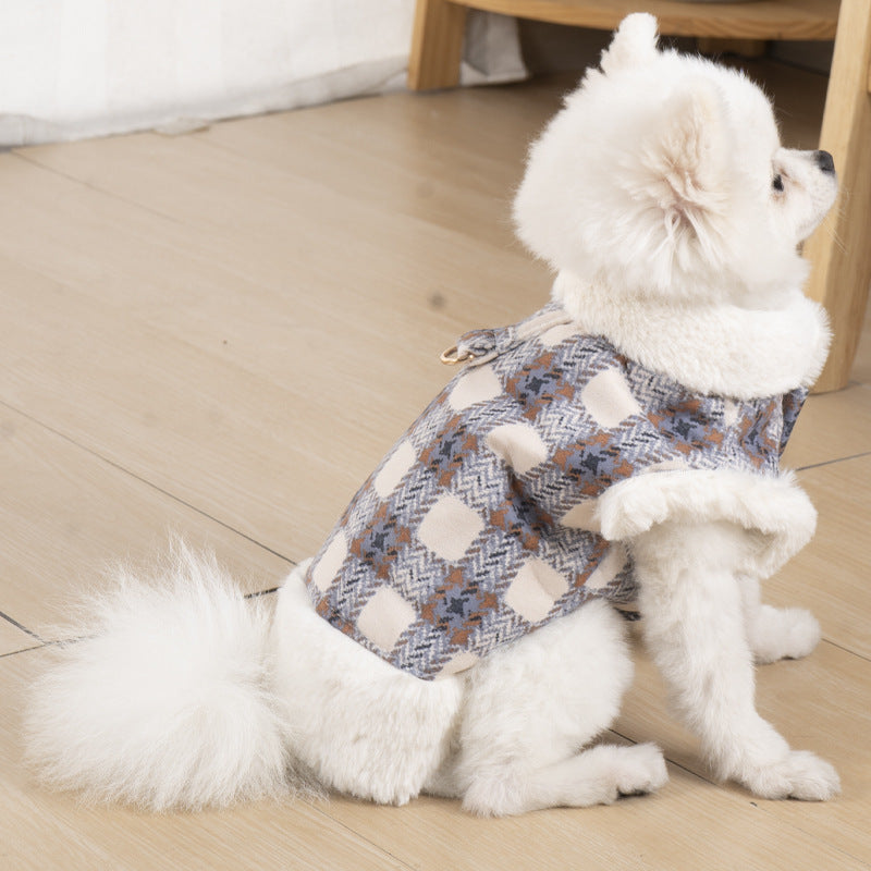 Dog clothing with warmth and plush that can be pulled vest teddy bear